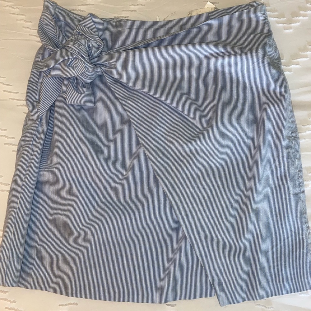 White and Blue Seasucker Wrap Skirt